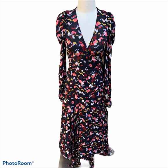 A.L.C. Dresses & Skirts - A.L.C. SIlk wrap dress size 6 maxi floral black